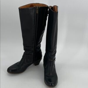 Pikolinos Rotterdam Black Over-the-Knee Leather Boots with Side Zipper